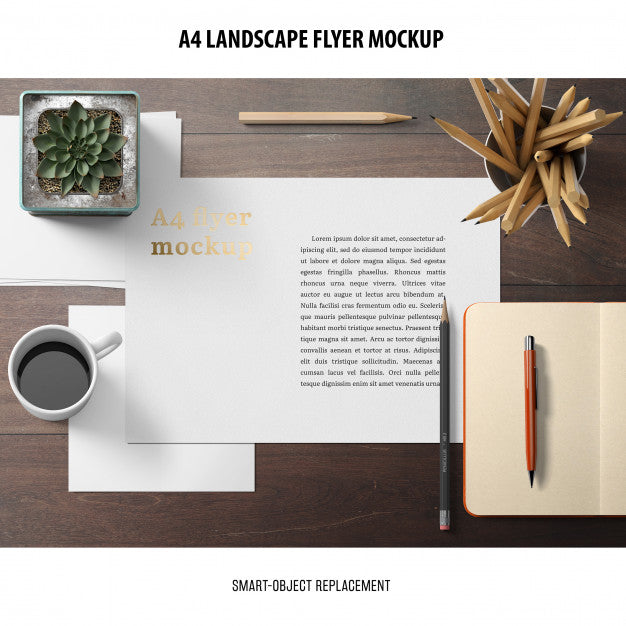 A4 Landscape Flyer Mockup Psd