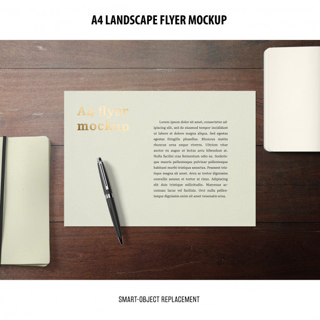 A4 Landscape Flyer Mockup Psd