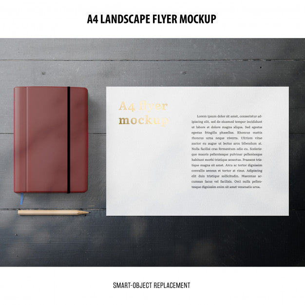 A4 Landscape Flyer Mockup Psd