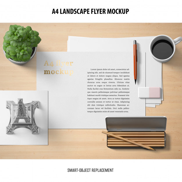 A4 Landscape Flyer Mockup Psd