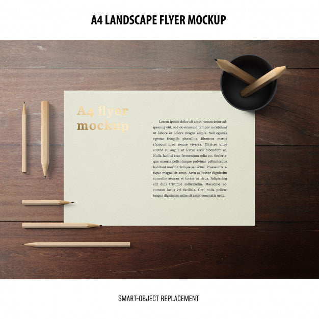 A4 Landscape Flyer Mockup Psd