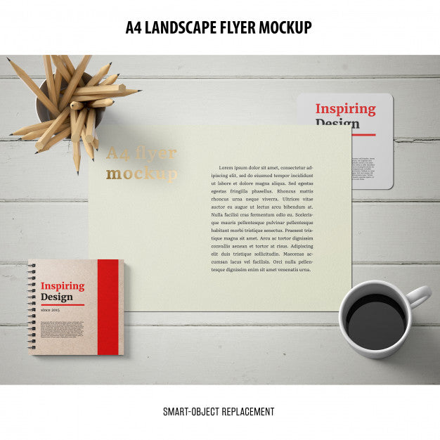 A4 Landscape Flyer Mockup Psd