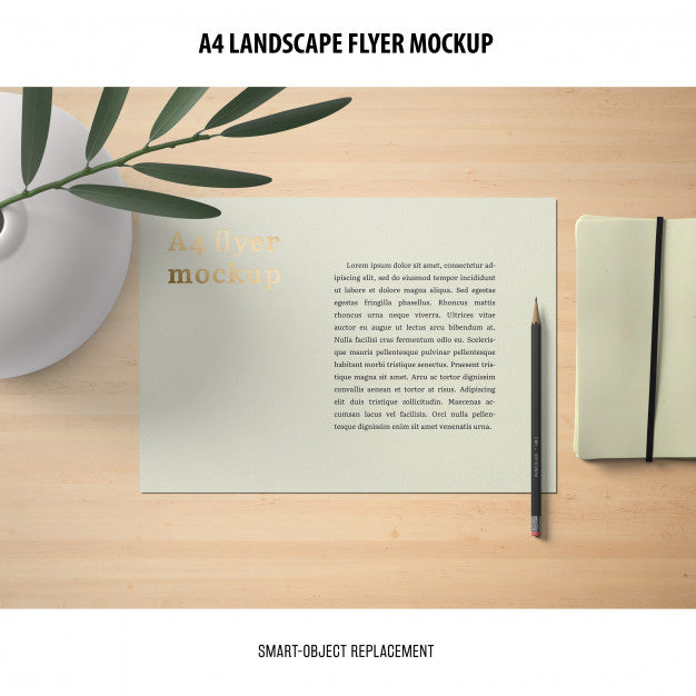 A4 Landscape Flyer Mockup Psd
