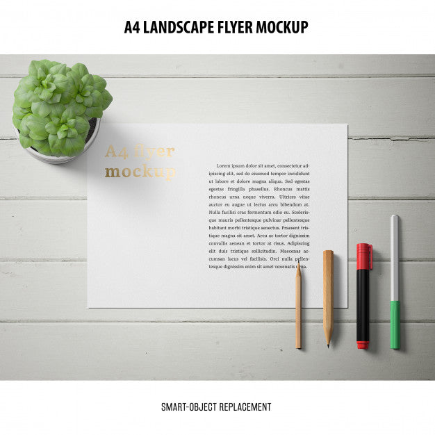 A4 Landscape Flyer Mockup Psd