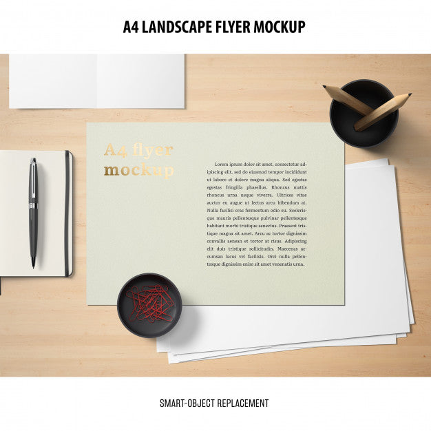 A4 Landscape Flyer Mockup Psd
