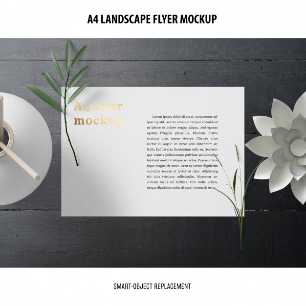 A4 Landscape Flyer Mockup Psd