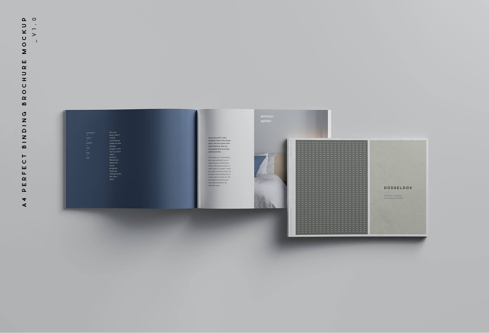 A4 Landscape Perfect Binding Brochure Mockup