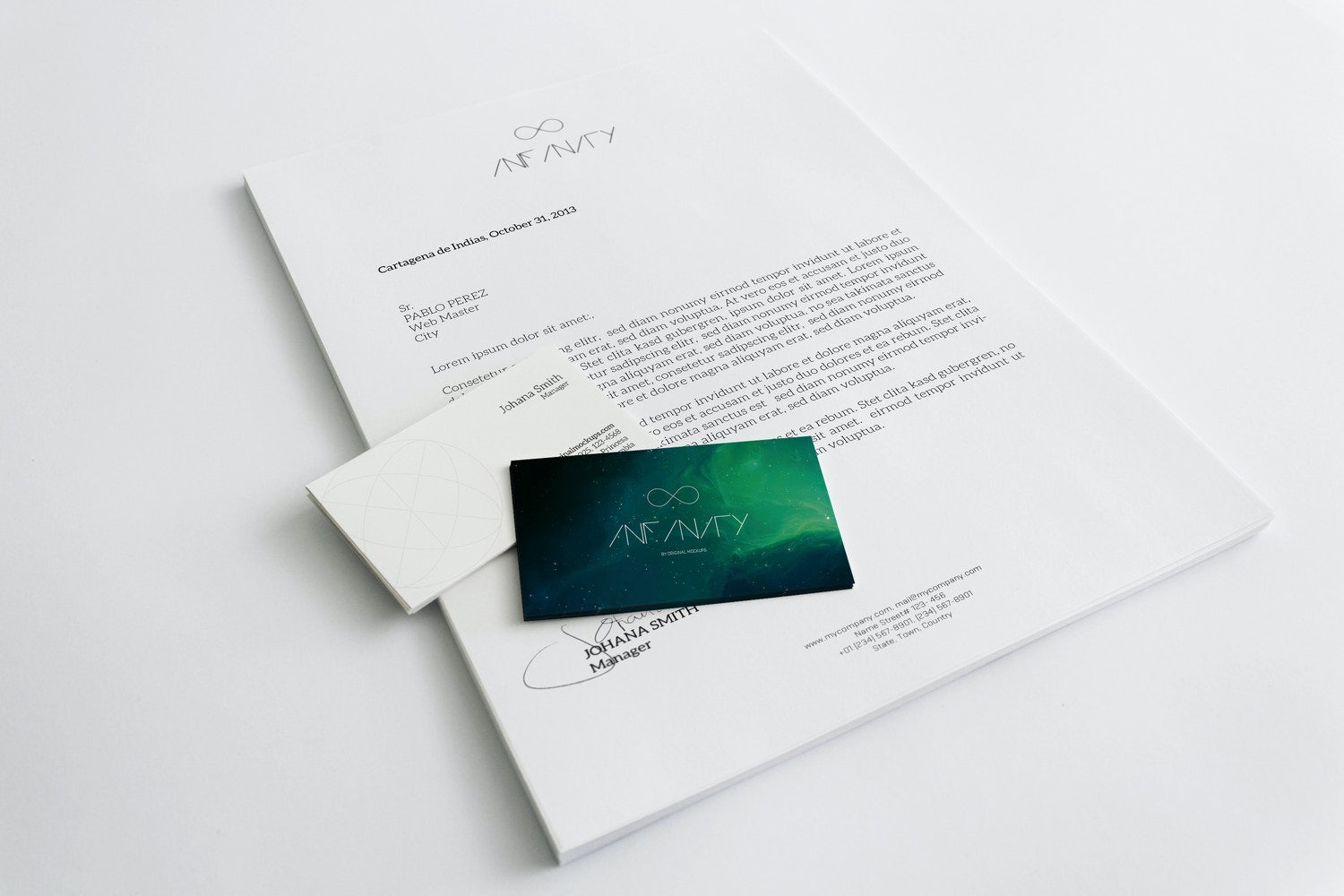 A4 Letterhead And Business Cards Mockup