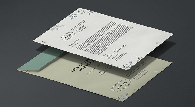 A4 Letterhead & C4 Envelope Mockup Psd