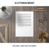 A4 Letterhead Mockup With Wooden Elements Psd
