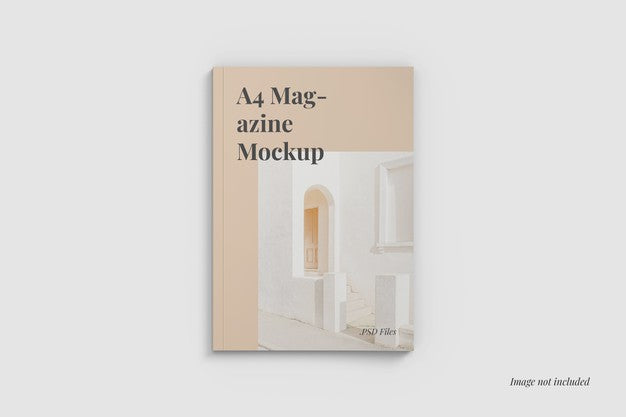 A4 Magazine Cover Mockup Top Angle View Psd