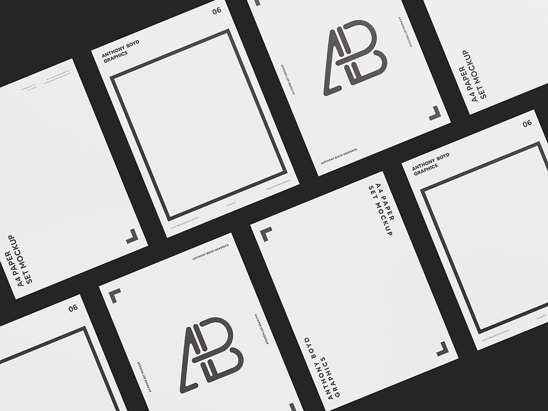 A4 Paper Set Mockup