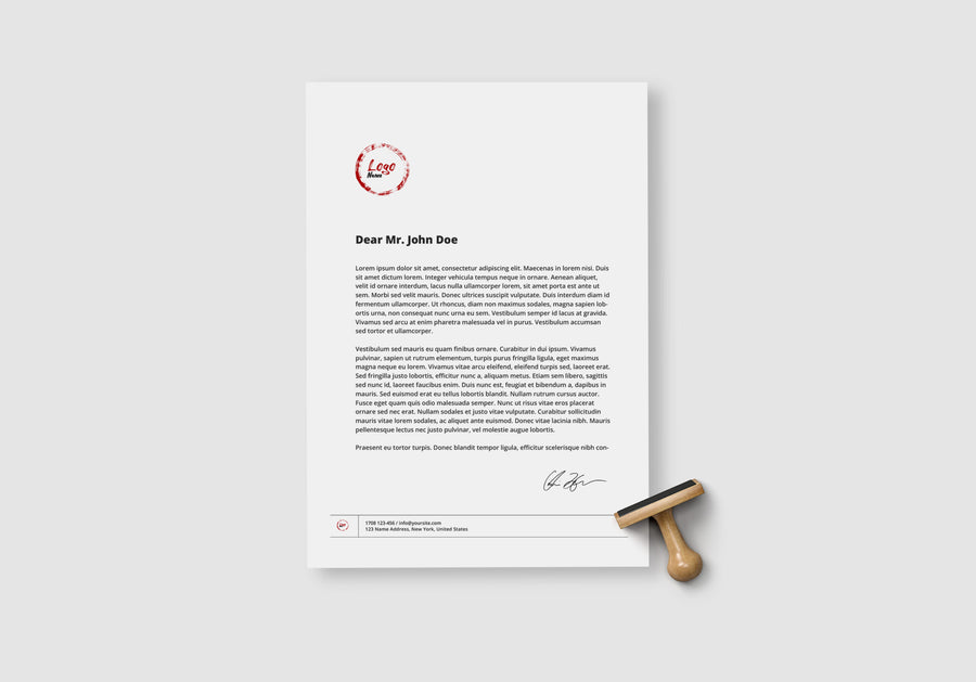 A4 Paper Sheet With Stamp Mockup