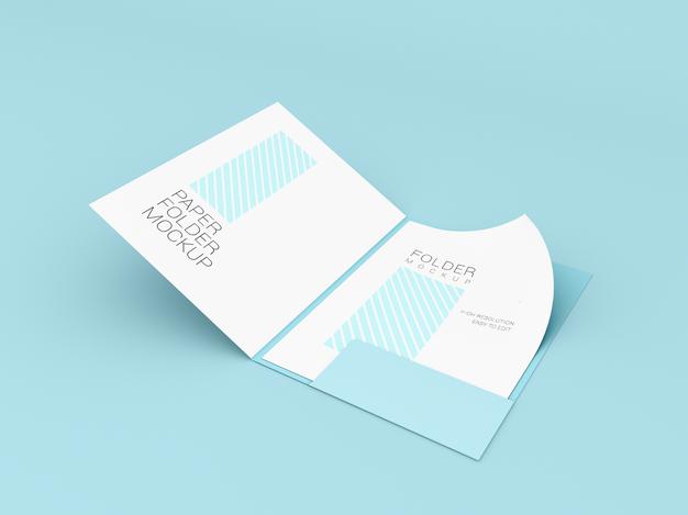 A4 Paper With Presentation Folder Mockup Psd