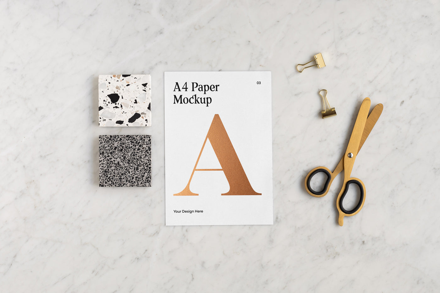 A4 Paper With Scissors Mockup