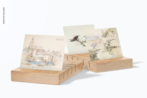 A4 Poster On Wood Exhibition Racks Mockup Psd