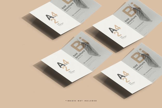 A4 Size Bi Fold Brochure Mockup Psd
