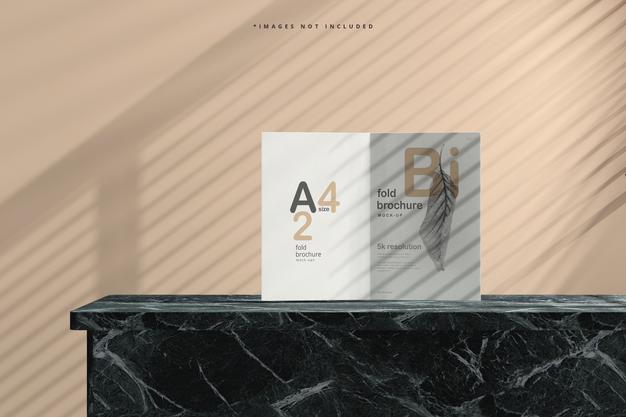 A4 Size Bi Fold Brochure Mockup Psd