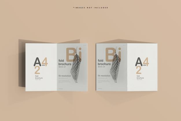 A4 Size Bi Fold Brochure Mockup Psd