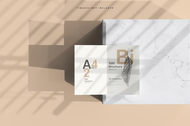 A4 Size Bi Fold Brochure Mockup Psd
