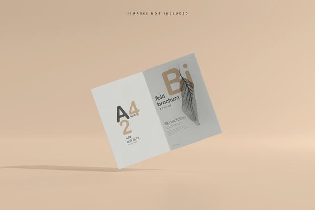 A4 Size Bi Fold Brochure Mockup Psd