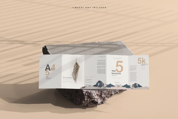 A4 Size Five Fold Brochure Mockup Psd