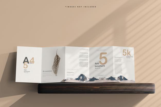 A4 Size Five Fold Brochure Mockup Psd