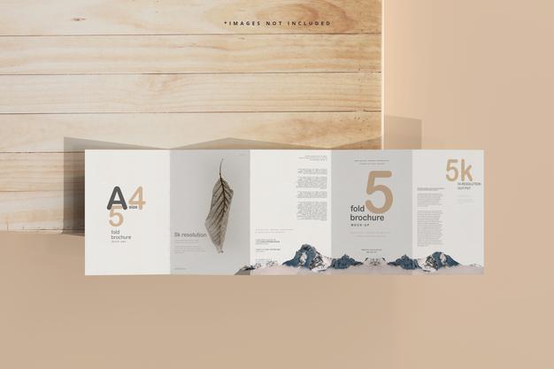 A4 Size Five Fold Brochure Mockup Psd