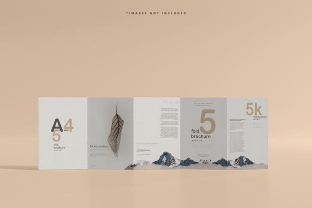 A4 Size Five Fold Brochure Mockup Psd