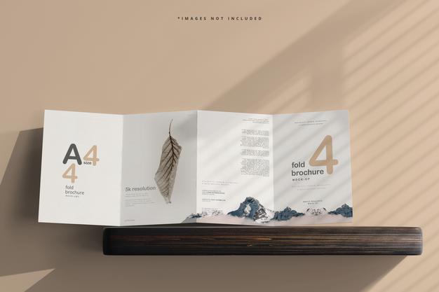 A4 Size Four Fold Brochure Mockup Psd
