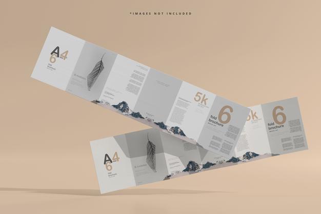 A4 Size Six Fold Brochure Mockup Psd