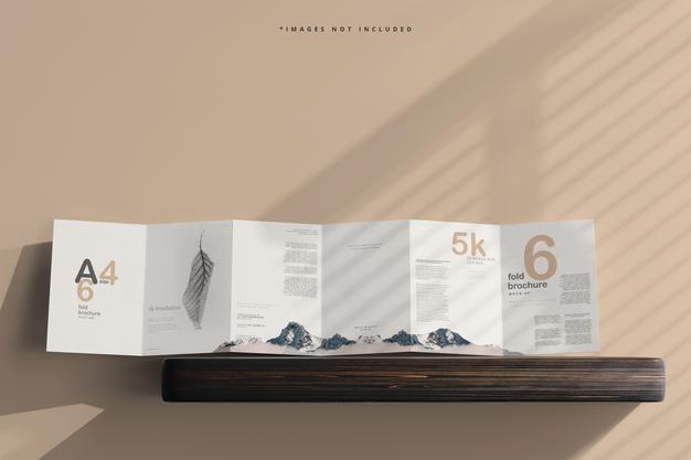 A4 Size Six Fold Brochure Mockup Psd