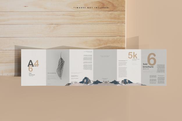 A4 Size Six Fold Brochure Mockup Psd