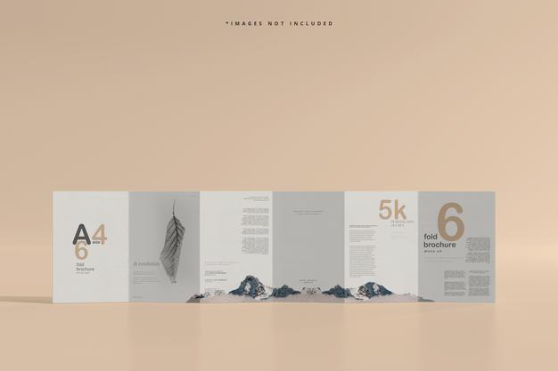 A4 Size Six Fold Brochure Mockup Psd
