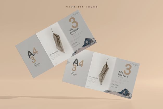 A4 Size Tri Fold Brochure Mockup Psd