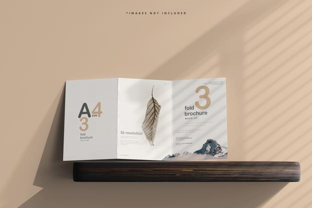 A4 Size Tri Fold Brochure Mockup Psd