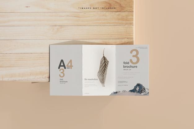 A4 Size Tri Fold Brochure Mockup Psd