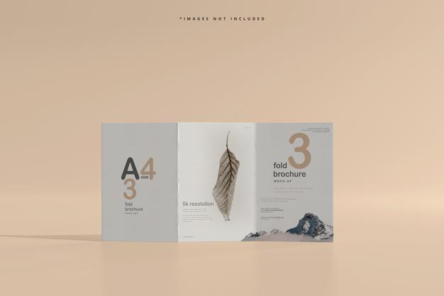 A4 Size Tri Fold Brochure Mockup Psd