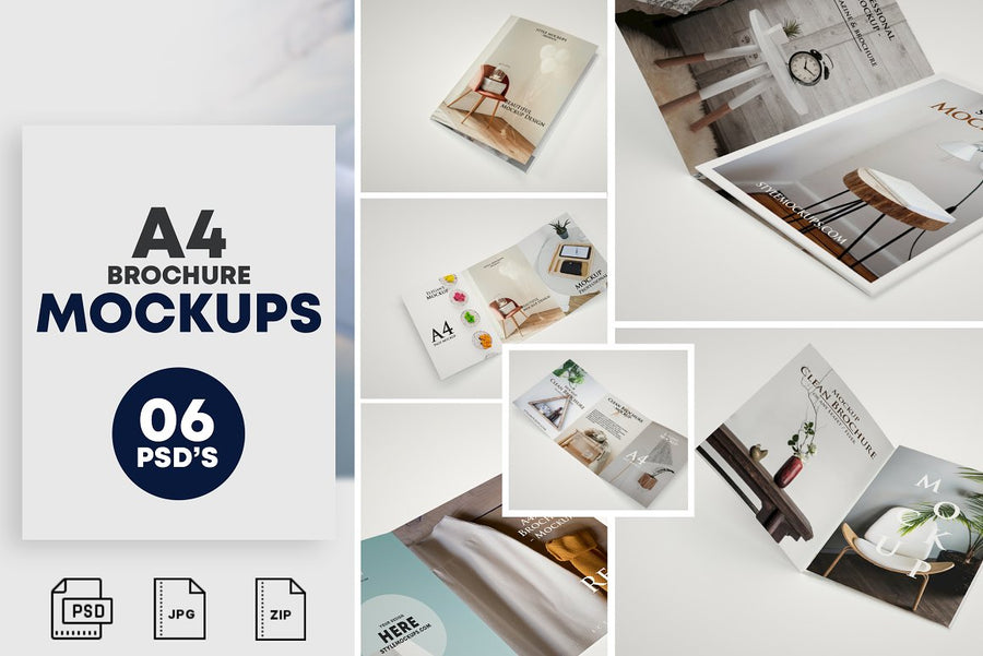 A4 Trifold Mockups