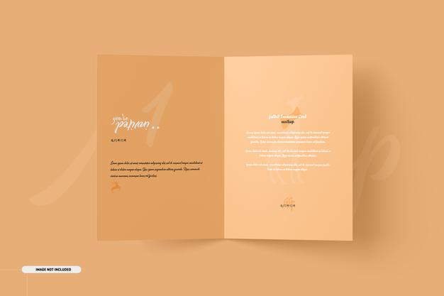 A5 A6 Folded Invitation Card Mockup Psd