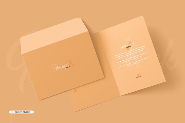A5 A6 Folded Invitation Card Mockup Psd