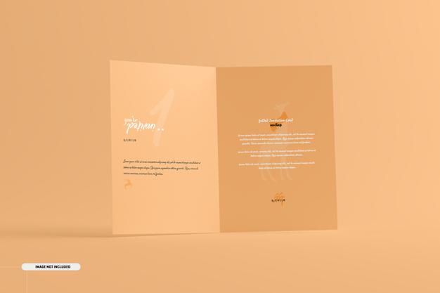 A5 A6 Folded Invitation Card Mockup Psd