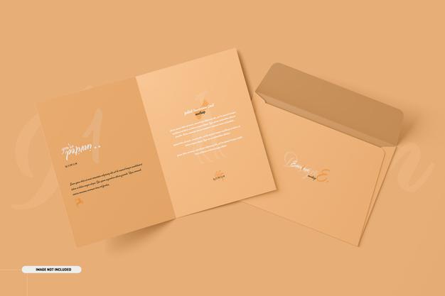 A5 A6 Folded Invitation Card Mockup Psd