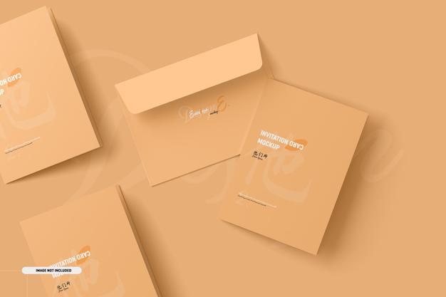 A5 A6 Folded Invitation Card Mockup Psd