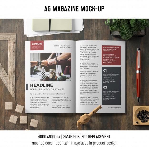 A5 Brochure Mockup On Desk Psd