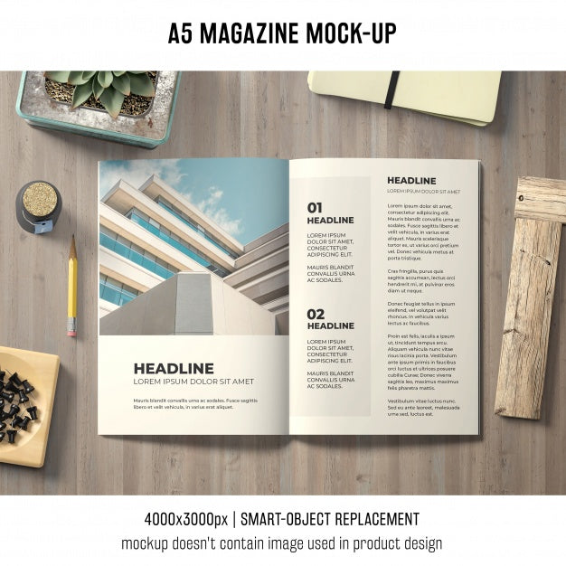 A5 Brochure Mockup On Table Psd