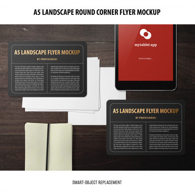 A5 Landscape Flyer Mockup Psd