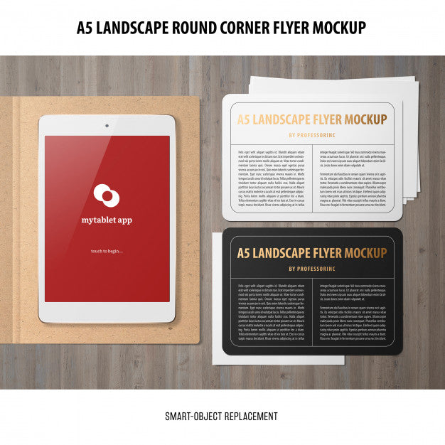 A5 Landscape Flyer Mockup Psd
