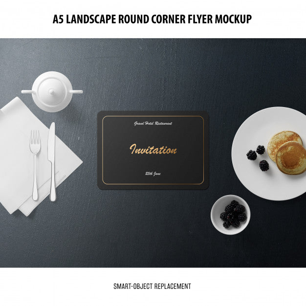 A5 Landscape Flyer Mockup Psd