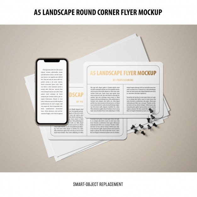 A5 Landscape Flyer Mockup Psd